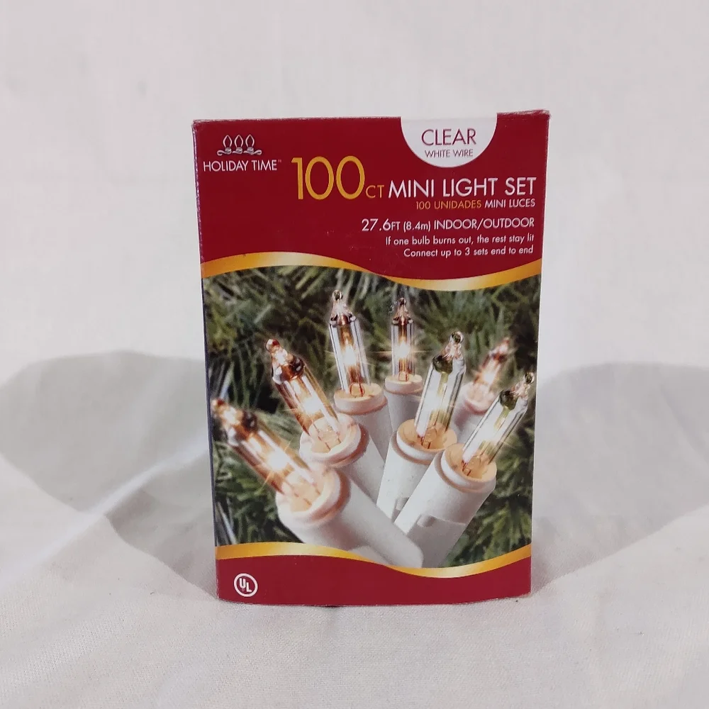 NEW Holiday Time 100 Mini Lights Indoor/Outdoor Clear String Lights